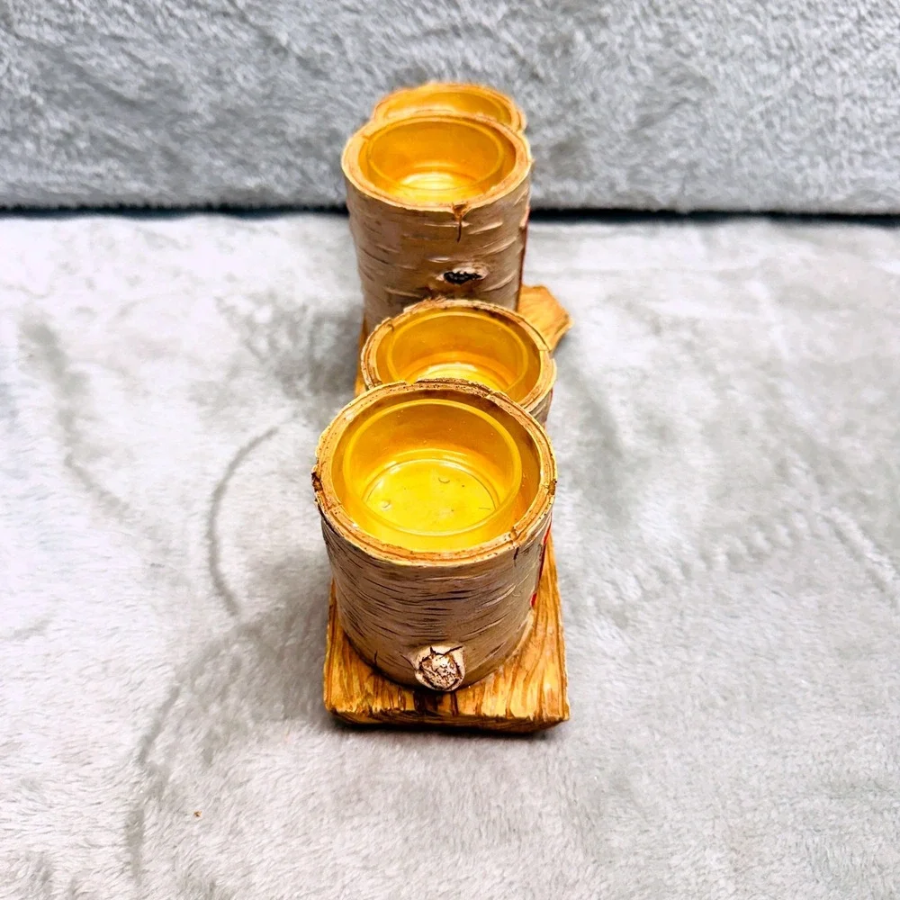 Yankee Candle Fall Birch Log Votive Holder Set Rustic Cabincore Woodland‎ Decor